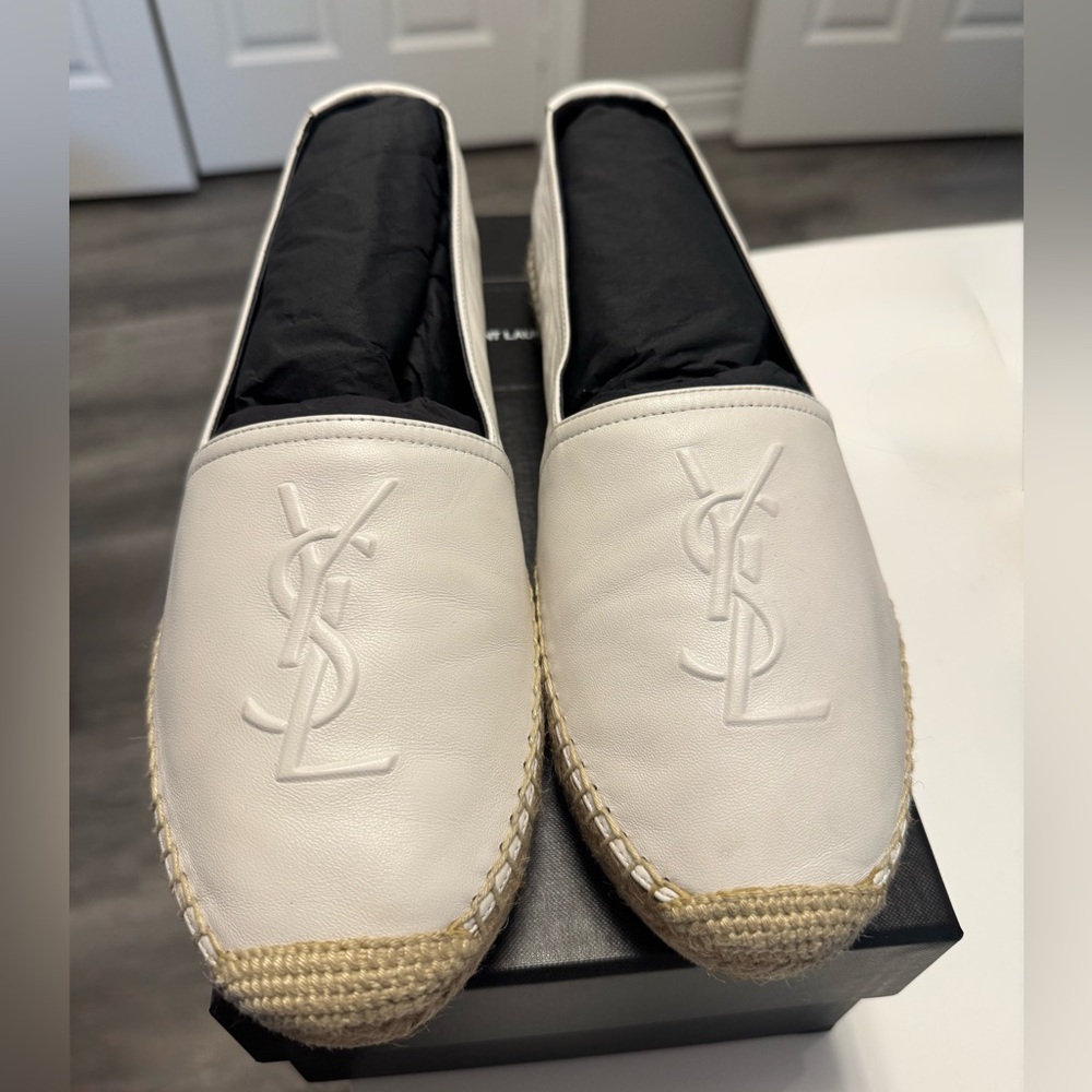 Saint Laurent white leather Espadrilles
